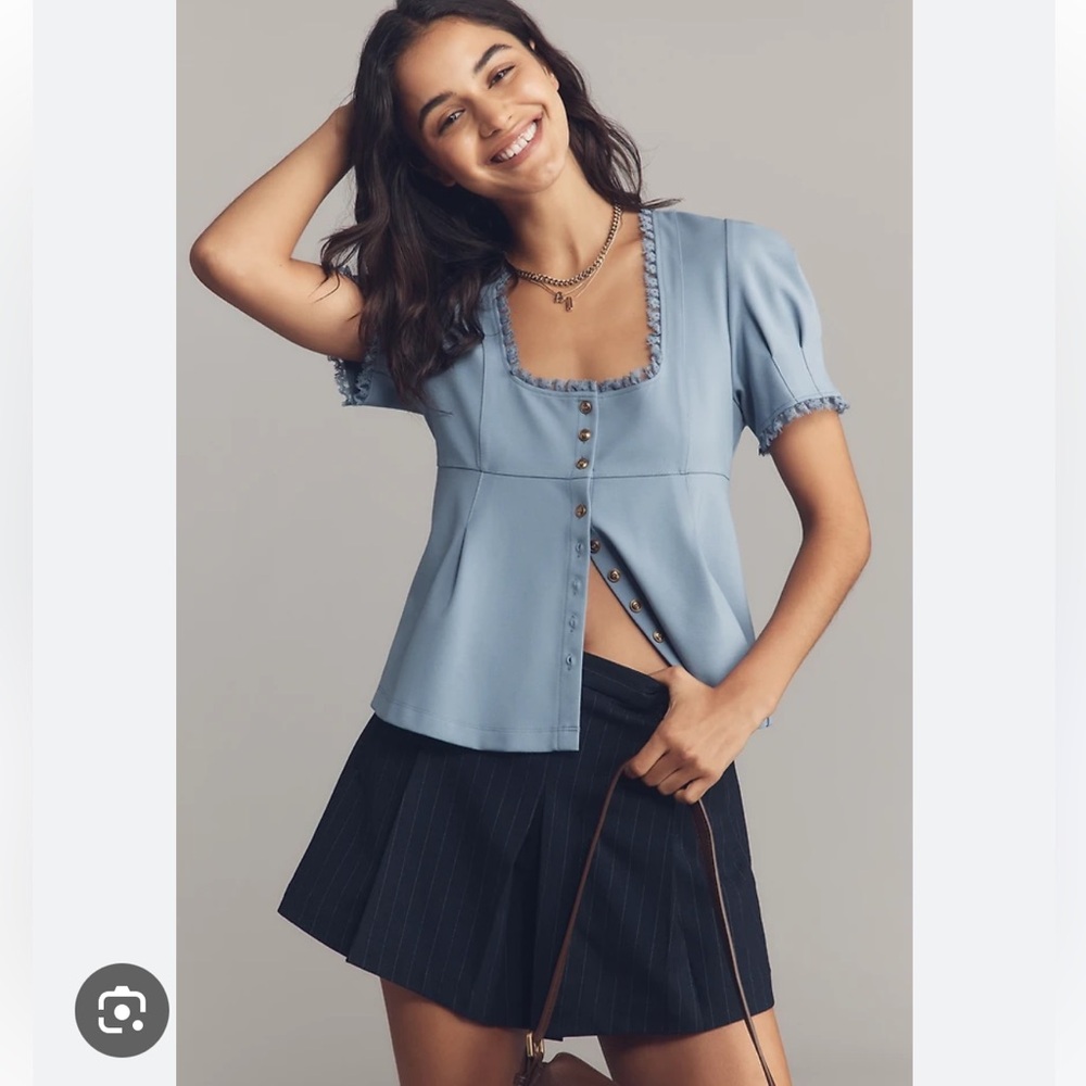 Maeve Puff-Sleeve Babydoll Top